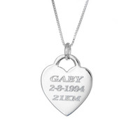 personalized Engraved  heart on a box chain.