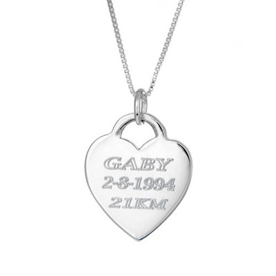 personalized Engraved  heart on a box chain.