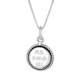 Round Finisher charm on a sterling silver box chain.