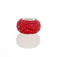 Side view of Red Swarovski Crystal European bead.