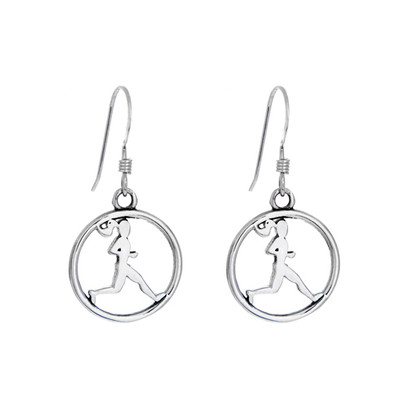 Sterling silver runner girl cut out earrings come on sterling silver french hooks.