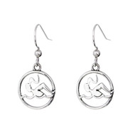 Sterling silver Swimmer Girl dangle earrings.