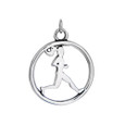 Our run circle charm features our Melody runner girl cut out and encased by a circle.