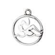Sterling silver Swimmer circle cutout charm.