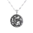 Triathlon necklace features the Milestones swim, bike and run figures on a sterling silver chain.