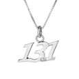 13.1 sterling silver necklace. Pendant has a clear crystal at the point and comes on a sterling silver box chain.