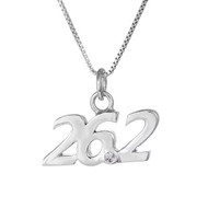 26.2 script pendant necklace. 26.2 has a cubic zircoia at the point between the 6 and the 2.