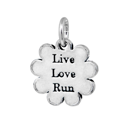 HEART TO RUN Round Pewter Charm - 1/2 inch Round Pewter Charm