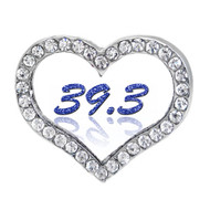 39.3 purple and white heart shaped sneaker charm.