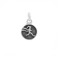 Running girl round sterling silver mini charm