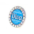 Side view of round Diva crystal shoelace charm