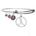 Runner Girl circle charm bangle bracelet with 5K mini charm and gemstone.