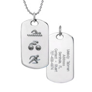 Front and back of custom engraved dog tag