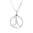 Sterling silver Runner Girl Circle necklace on a box chain