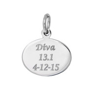 Sterling silver oval engrave able finisher charm