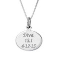 Oval engraved finisher charm on a box chain