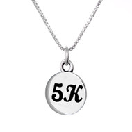 Sterling silver 5K round charm on a box chain