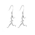 Sterling silver runner girl charms on hook ear wires.