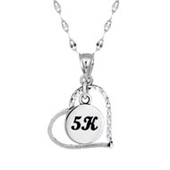Heart pendant with 5K round charm in the center, all in sterling silver