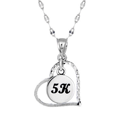 Heart pendant with 5K round charm in the center, all in sterling silver