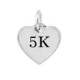 Mini heart-shaped 5K charm in pewter.