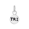 TRI round sterling silver mini charm.