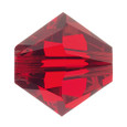 Red bicone shaped Swarovski crystal.