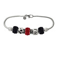 Ironman Triathlon bracelet with 70.3 bead, Triathlon bead and black and red crystal pave beads