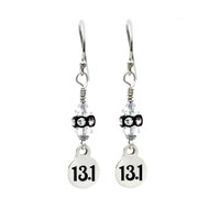 13.1 mini charm dangle earrings with black and clear rondelles.