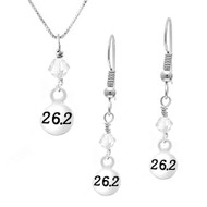 26.2 necklace and earrings set with clear crystal drop.