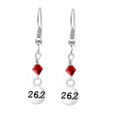 26.2 earrings with red crystal drops.