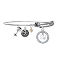 13.1 wine and run bangle bracelet with clear crystal drop.