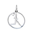 sterling silver runner girl in a circle pendant.