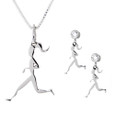 sterling silver runner girl necklace and earring set.