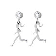 silver runner girl charms on cubic zirconia post.