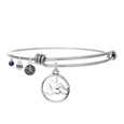 Swimmer adjustable bangle bracelet with TRI mini charm and gemstone.