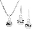 Sterling Silver 26.2 mini charm necklace and earring set together.