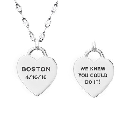 engraved heart necklace boston marathon