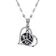 Triathlon heart necklace features our Tri pie charm inside a shiny silver heart which comes on a star chain.