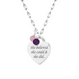 engraved heart necklace  with 2 gemstones on a sterling silver chain.