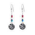 All American Triathlon earrings with red, clear and blue Swarovski crystals.