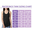 Sizing Chart for the Tri Girls Racer Back Tank.