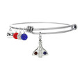 Space Coast Shuttle bangle featuring red, white, and blue crystals and a mini 26.2 charm. 
