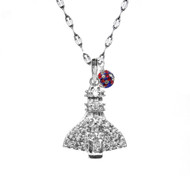 Cubic Zirconia studded Space Shuttle with a USA flag design crystal drop on a sterling silver star chain. 