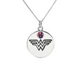 Wonder Woman Pendant on a box chain with red white and blue pave crystal bead