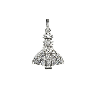 Sterling Silver space Coast Space shuttle charm studded with shiny Cubic Zirconias. 