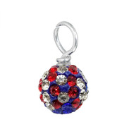 red white and blue pave crystal loose bead