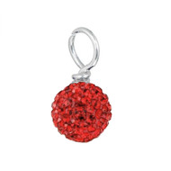 red pave crystal loose bead