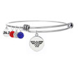 Wonder Woman Adjustable Bangle bracelet with red, clear and blue pave drops addn 13.1 mini charm
