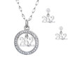 26.2 script charm hanging from a circle of cubic zirconias with matching 26.2 earrings.